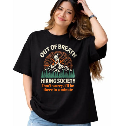 Funny Camping Shirt, Gift For Camping Lover Unisex T-Shirt/Hoodie/Sweatshirt HLT00 - Out of Breath Hiking Society Camping Mountain Funny T-Shirt