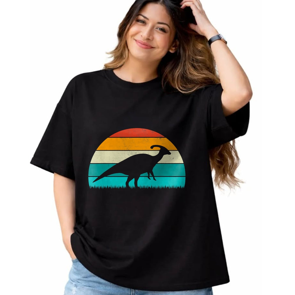 Best Dinosaur Lover Shirt, Funny Dinosaur UnisexT-Shirt/Hoodie/Sweatshirt HLT00 - Parasaurolophus - Vintage Retro Sunset Dinosaur Lovers T-Shirt