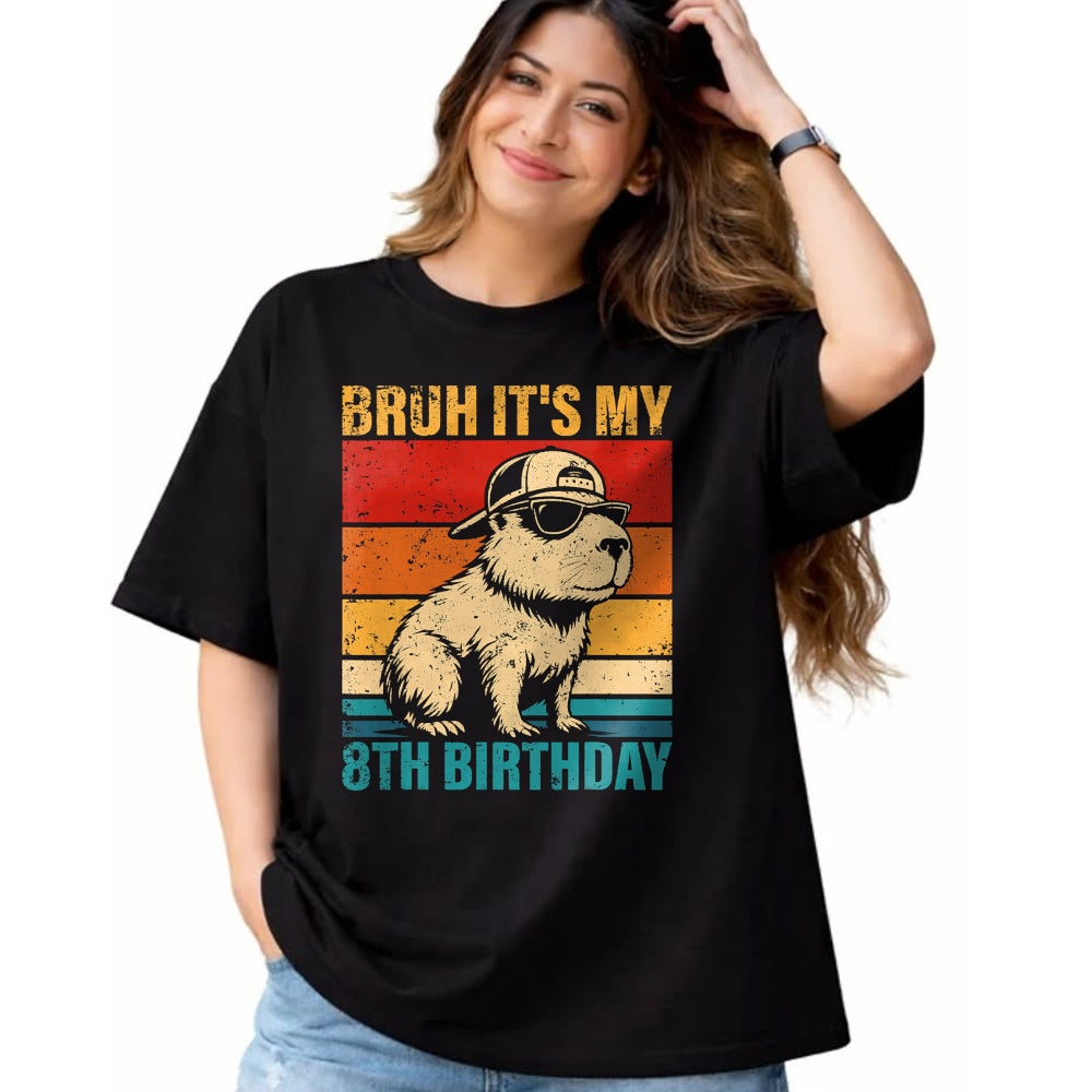 Cute Capybara Shirt, Funny Capybara UnisexT-Shirt/Hoodie/Sweatshirt HLT00 - 8 Year Old Birthday Boy Capybara Bruh It_s My 8th Birthday T-Shirt