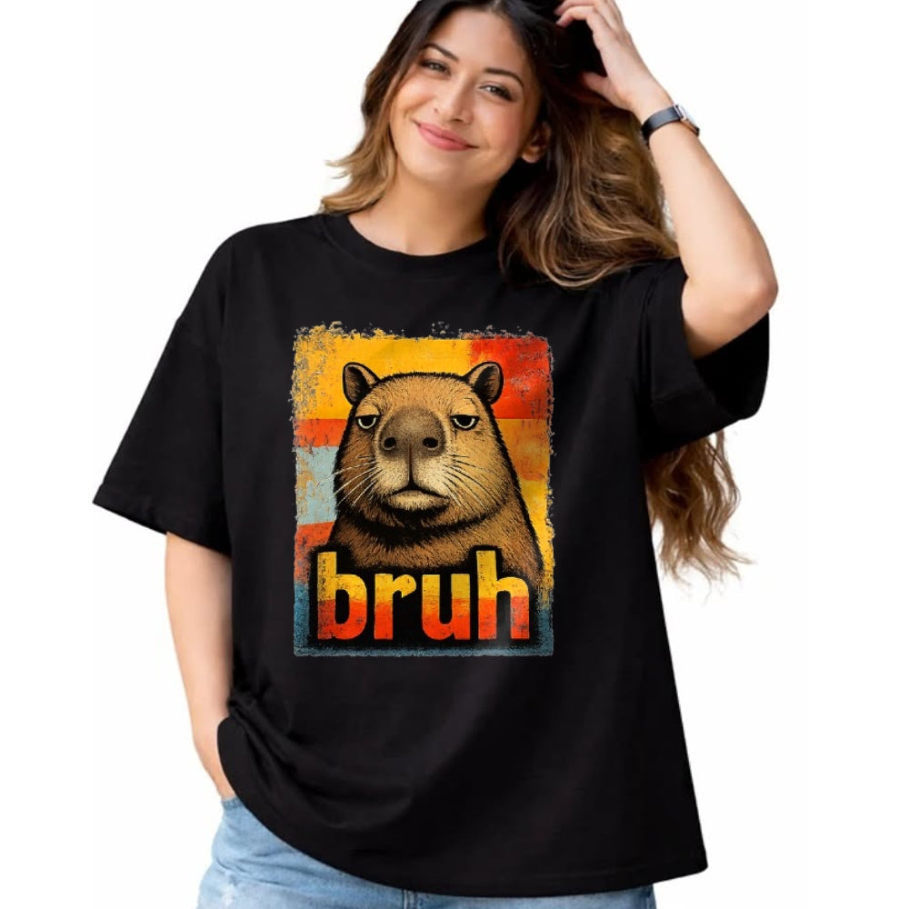 Cute Capybara Shirt, Funny Capybara Unisex T-Shirt/Hoodie/Sweatshirt HLT00 - Funny Graphic Meme Capybara Bruh for Boys Girls Men Women T-Shirt