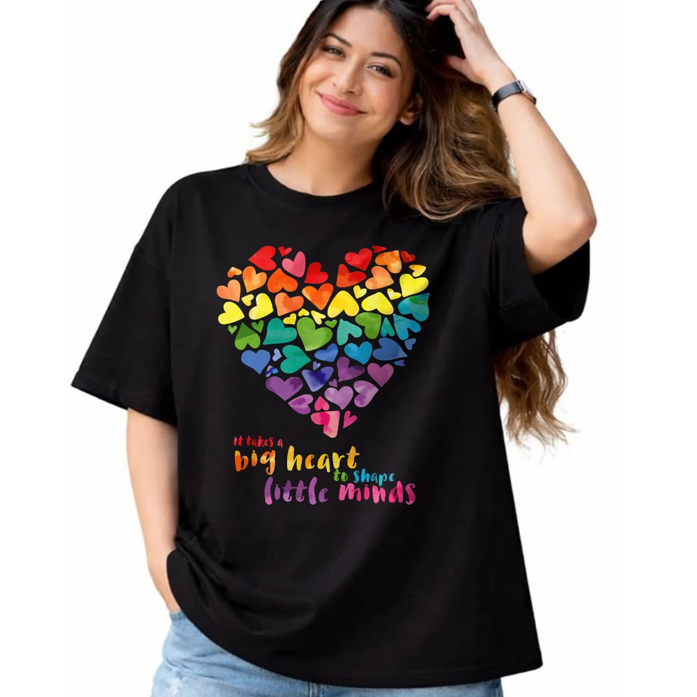 Best Teacher Shirt, Funny Teacher UnisexT-Shirt/Hoodie/Sweatshirt HLT00 - It Takes a Big Heart to Shape Little Minds Teacher Gift T-Shirt