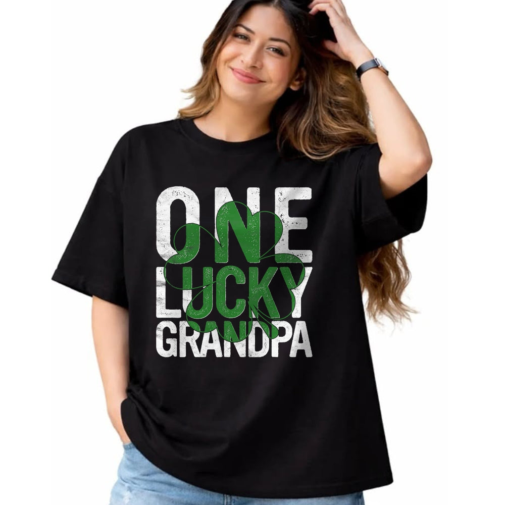 Gift for Dad Shirt, Funny Dad Unisex T-Shirt/Hoodie/Sweatshirt HLT00 – One Lucky Grandpa Irish Grandfather St Patricks Day Dad T-Shirt