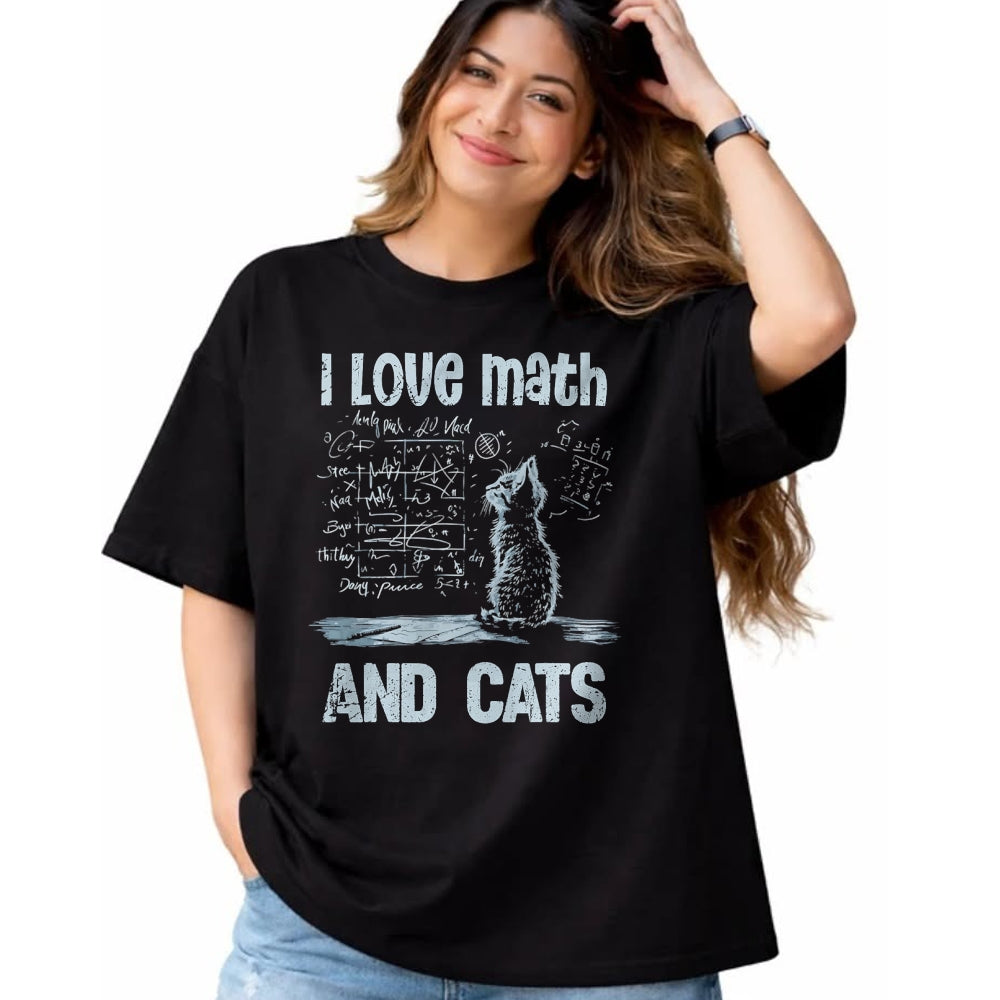 Cat Love Shirt, Funny Cat Lover Gift UnisexT-Shirt/Hoodie/Sweatshirt HLT00 - I Love Math and Cats Funny Cat Lover Science Teacher Student T-Shirt