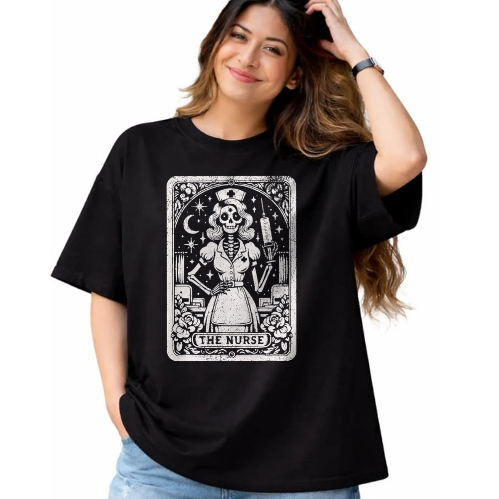 Funny Nurse Shirt, Nurse Unisex T-Shirt/Hoodie/Sweatshirt HLT00 - The Nurse Skeleton Tarot Card Funny Nursing Nurse RN LPN NP T-Shirt