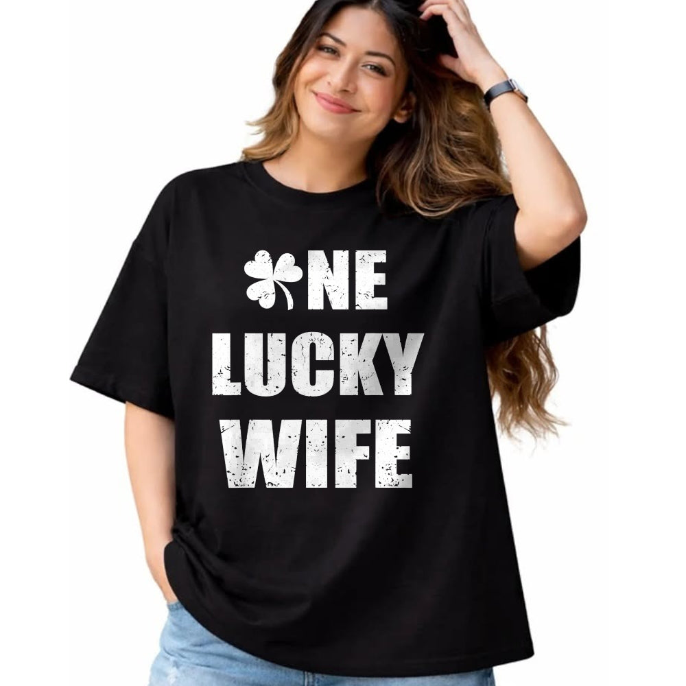 Best Wife Shirt, Wife and Husband Unisex T-Shirt/Hoodie/Sweatshirt HLT00 - Gift for wife T shirt, lucky wife   One Lucky Wife Funny St Patricks Day Shamrock Aunt Gift T-Shirt (1)