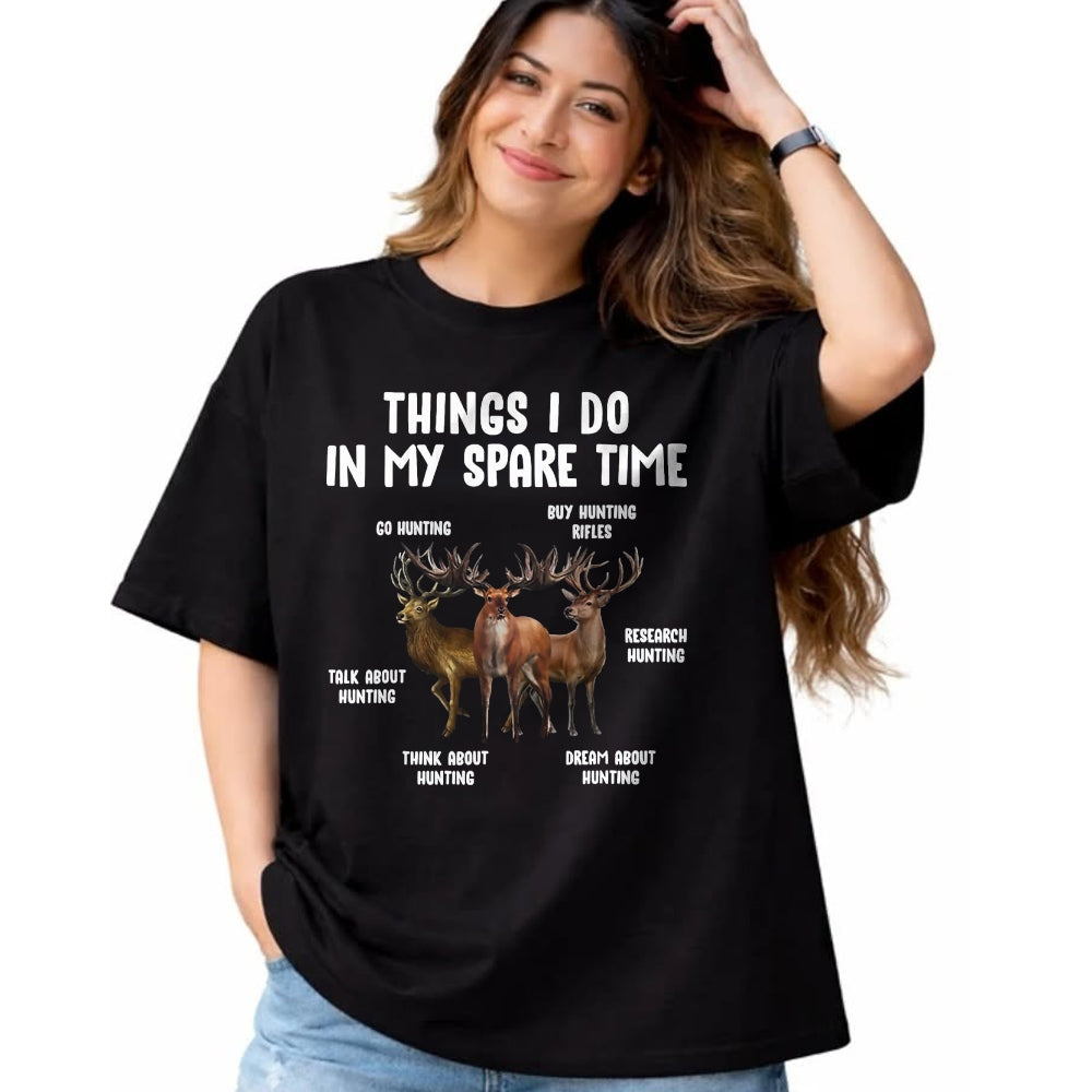 Funny Hunting Shirt, Gift For Hunting Lover Unisex T-Shirt/Hoodie/Sweatshirt HLT00 - Hunting Deer Things I Do in My Spare Time Hunting Lovers T-Shirt, Men, Black, 3X-Large