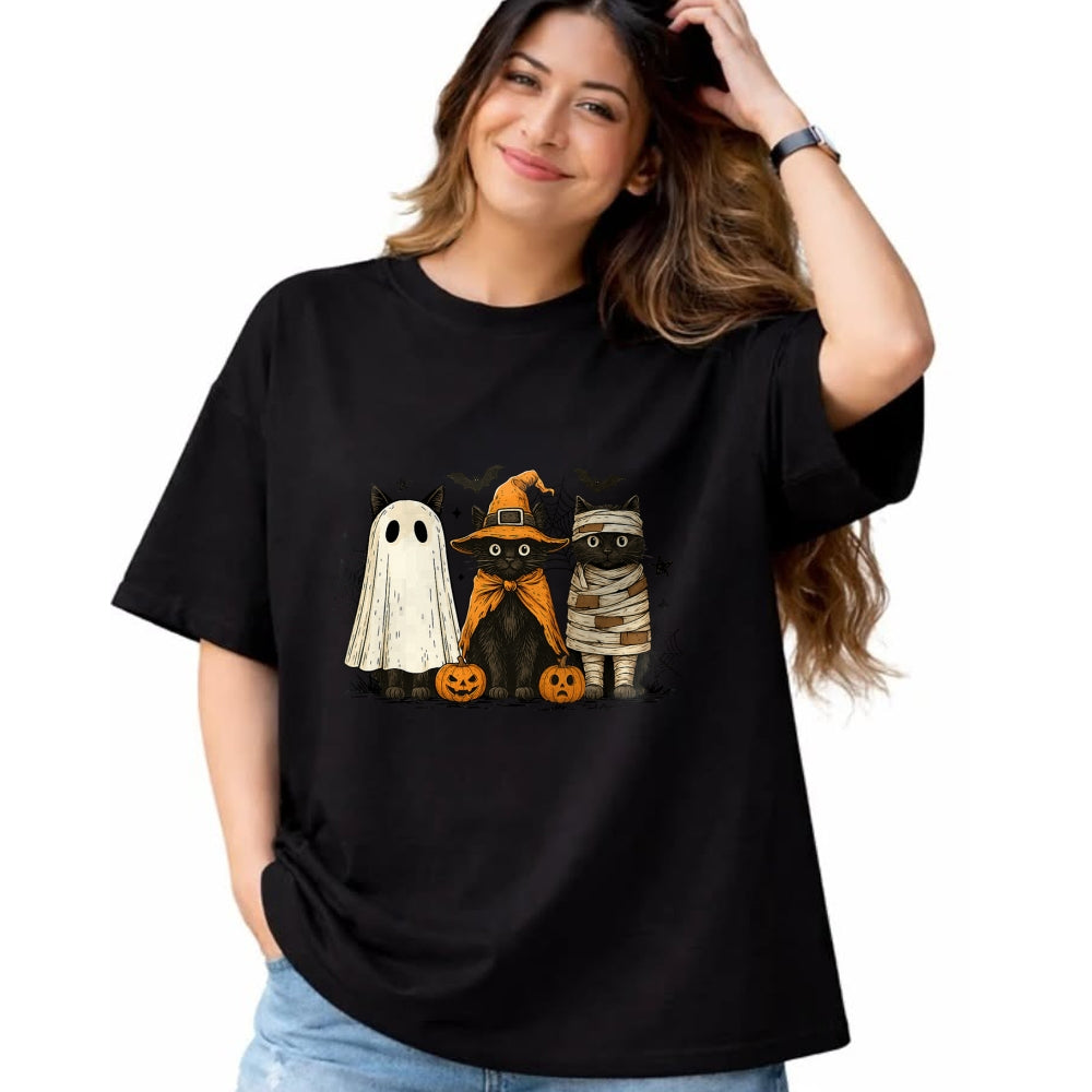 Cat Love Shirt, Funny Cat Lover Gift UnisexT-Shirt/Hoodie/Sweatshirt HLT00 - Retro Black Cat Witch Scary Halloween Pumpkin Women Men Kids T-Shirt