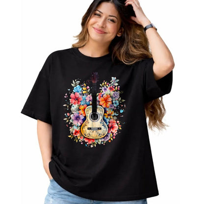 Guitar Lover Shirt, Funny Guitar UnisexT-Shirt/Hoodie/Sweatshirt HLT00 - Floral Guitar Graphic Guitarist Gift Mens Womens Dad Girl T-Shirt