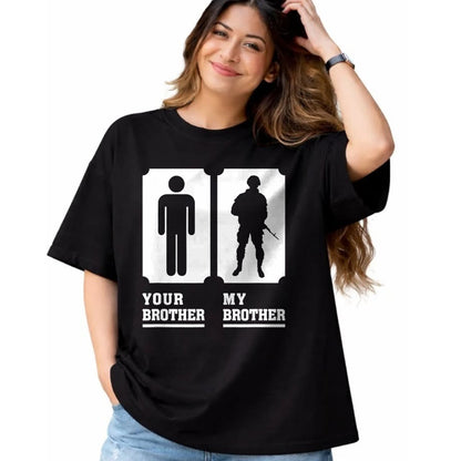 Gift for Mom Shirt, Funny Mom Unisex T-Shirt/Hoodie/Sweatshirt HLT00 - My Brother Is in Military Veteran Brother For Proud Sister T-Shirt
