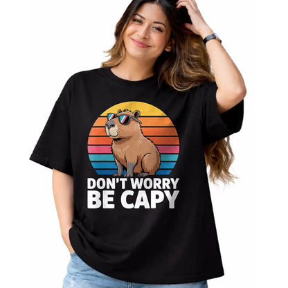Cute Capybara Shirt, Funny Capybara Unisex T-Shirt/Hoodie/Sweatshirt HLT00 - Funny Don_t Worry Be Capy Capybara Men Boys Kids Youth Women T-Shirt