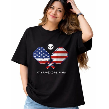 Funny Pickleball Shirt, Pickleball Lover Unisex T-Shirt/Hoodie/Sweatshirt HLT00 - Front Back Pickleball Let Freedom Ring July 4th Pickleball T-Shirt