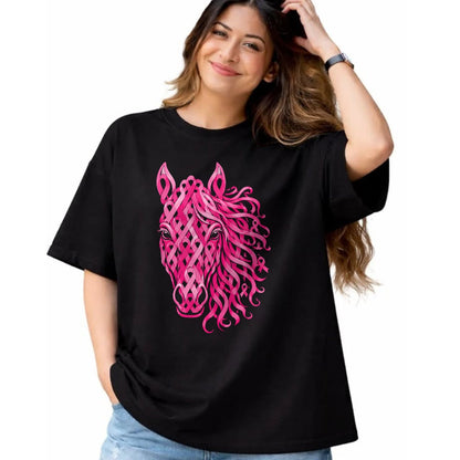 Best Horse Lover Shirt , Funny Horse UnisexT-Shirt/Hoodie/Sweatshirt HLT00 - Pink Ribbon Horse Breast Cancer Awareness T-Shirt