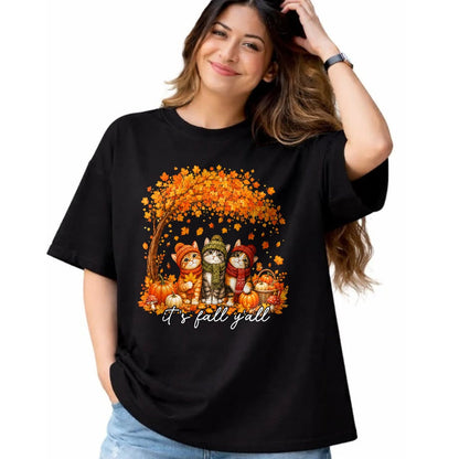 Cat Love Shirt, Funny Cat Lover Gift UnisexT-Shirt/Hoodie/Sweatshirt HLT00 - It_s Fall Y_all Cat Leaf Fall Tree Hello Autumn Thanksgiving T-Shirt