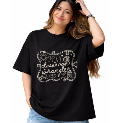 Best Student Shirt, Funny Back To School UnisexT-Shirt/Hoodie/Sweatshirt HLT00 - Classroom Wrangler Teacher Western Cowboy Back to School T-Shirt