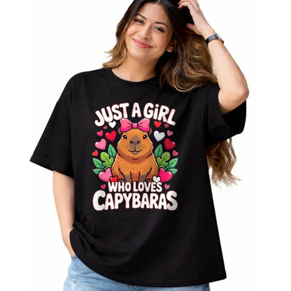 Cute Capybara Shirt, Funny Capybara Unisex T-Shirt/Hoodie/Sweatshirt HLT00 - Capybara Cute Just a Girl who Loves Capybaras T-Shirt (1)