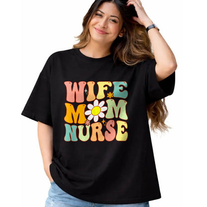 Funny Nurse Shirt, Nurse Unisex T-Shirt/Hoodie/Sweatshirt HLT00 - Retro groovy Wife Mom Nurse Women Mothers Day For Nurses T-Shirt