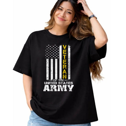 Proud Veteran Shirt, Funny Veteran UnisexT-Shirt/Hoodie/Sweatshirt HLT00 - Veteran of United States US Army Veteran Gold T-Shirt
