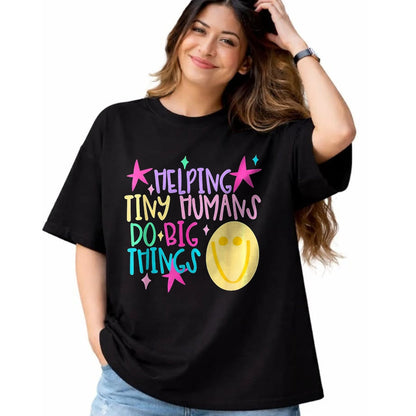 Best Student Shirt, Funny Back To School UnisexT-Shirt/Hoodie/Sweatshirt HLT00 - Helping Tiny Humans Do Big Things Teacher Back to School T-Shirt, Women, Royal Blue, XX-Large
