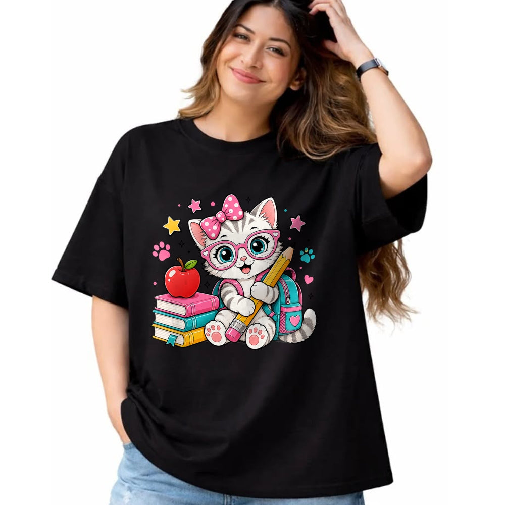 Best Student Shirt, Funny Back To School UnisexT-Shirt/Hoodie/Sweatshirt HLT00 - Cute Kitten Back to School Girl Cat Student T-Shirt
