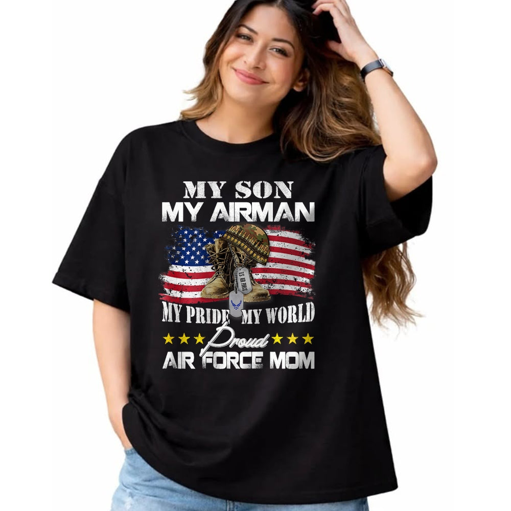 Gift for Mom Shirt, Funny Mom Unisex T-Shirt/Hoodie/Sweatshirt HLT00 - Proud Air Force Mom Air Force Graduation Military Mom Gift T-Shirt