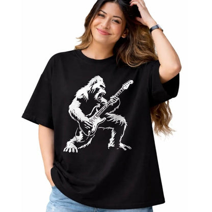 Guitar Lover Shirt, Funny Guitar UnisexT-Shirt/Hoodie/Sweatshirt HLT00 - Bigfoot Playing Guitar Rock Music Band Sasquatch T-Shirt, Men, Black, 3X-Large
