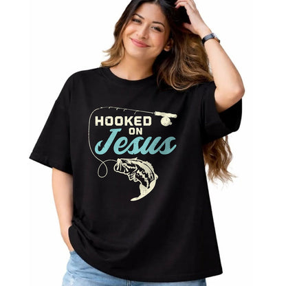 Christian Tee, Christian Faith Unisex T-Shirt/Hoodie/Sweatshirt HLT00 - Hook On Jesus Bass Fishing Christian Religious God Gift T-Shirt