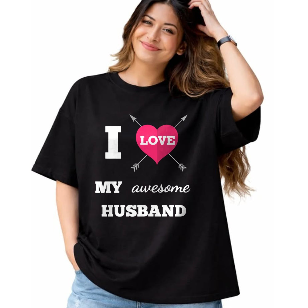 Best Wife Shirt, Wife and Husband Unisex T-Shirt/Hoodie/Sweatshirt HLT00 - I Love My Awesome Husband Shirt Heart & Arrow Cool Wife Tee T-Shirt