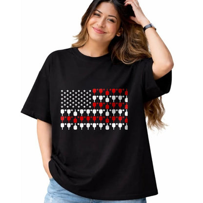 Funny Pickleball Shirt, Pickleball Lover Unisex T-Shirt/Hoodie/Sweatshirt HLT00 - Vintage USA Flag Pickleball Lovers Paddles Pickleball Player T-Shirt, Men, Black, 3X-Large