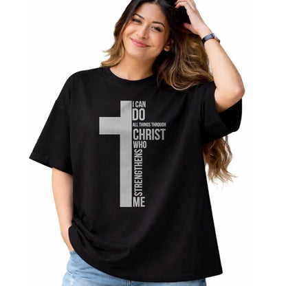 Christian Tee, Christian Faith Unisex T-Shirt/Hoodie/Sweatshirt HLT00 - I Can Do All Things Through Christ Who Strengthens Me Cross T-Shirt