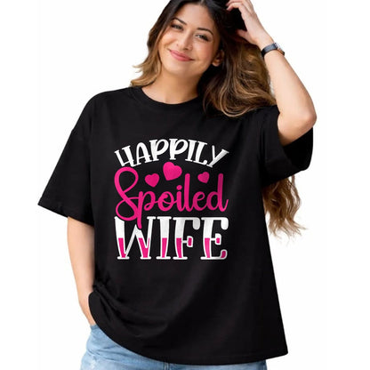 Best Wife Shirt, Wife and Husband Unisex T-Shirt/Hoodie/Sweatshirt HLT00 - Gift for wife T shirt, spoiled wife   Funny Wife Happily Spoiled Wife Premium T-Shirt