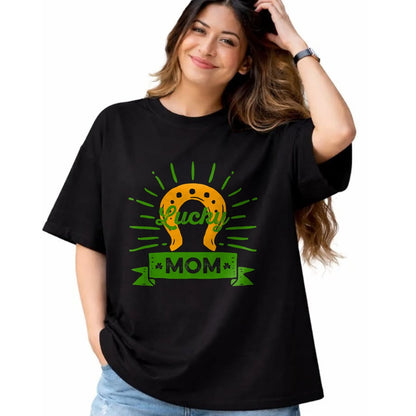 Gift for Mom Shirt, Funny Mom Unisex T-Shirt/Hoodie/Sweatshirt HLT00 - Lucky Mom St. Patricks Day Saint Paddy Horseshoe Shamrock T-Shirt