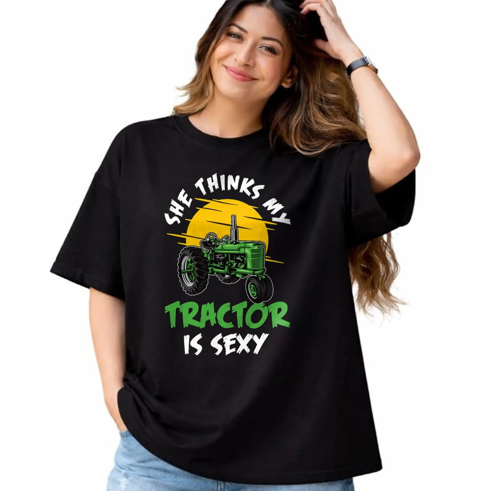 Best Farmer Life Shirt, Funny Farmer UnisexT-Shirt/Hoodie/Sweatshirt HLT00 - she thinks my tractor is sexy Design perfect for any farmer T-Shirt