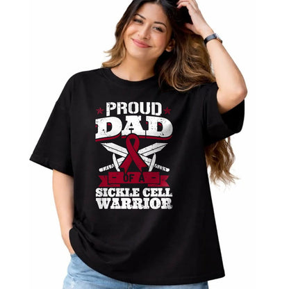 Gift for Dad Shirt, Funny Dad Unisex T-Shirt/Hoodie/Sweatshirt HLT00 – Proud Dad Of A Sickle Cell Warrior SCD Awareness Father T-Shirt