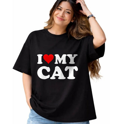 Cat Love Shirt, Funny Cat Lover Gift UnisexT-Shirt/Hoodie/Sweatshirt HLT00 - Red Heart I Love My Cat T-Shirt (1)