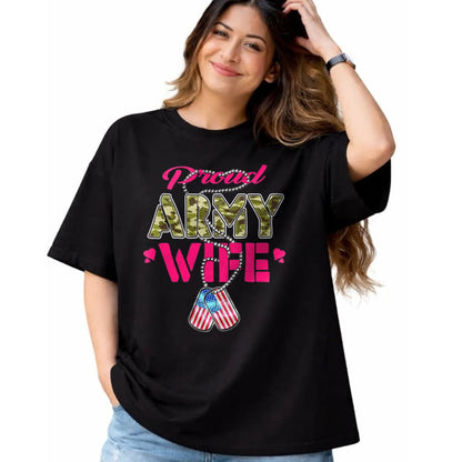 Best Wife Shirt, Wife and Husband Unisex T-Shirt/Hoodie/Sweatshirt HLT00 - Gift for wife T shirt, lucky wife   Proud Army Wife Camo US Flag Dog Tags Pride Military Spouse T-Sh