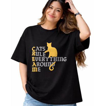 Cat Love Shirt, Funny Cat Lover Gift UnisexT-Shirt/Hoodie/Sweatshirt HLT00 - Cats Rule Everything Around Me Cat Daddy Vintage T-Shirt