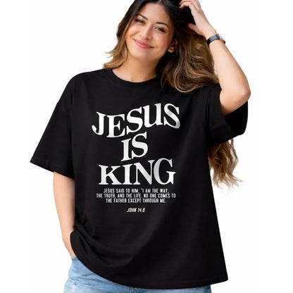Christian Tee, Christian Faith Unisex T-Shirt/Hoodie/Sweatshirt HLT00 - Jesus Is King Jesus John 146 Costume Christian (On Back) T-Shirt (2)