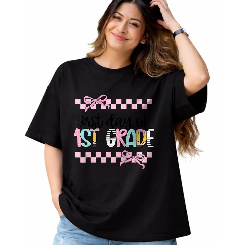 Best Student Shirt, Funny Back To School UnisexT-Shirt/Hoodie/Sweatshirt HLT00 - First Day of 1st Grade Teacher Girl Coquette Back to School T-Shirt