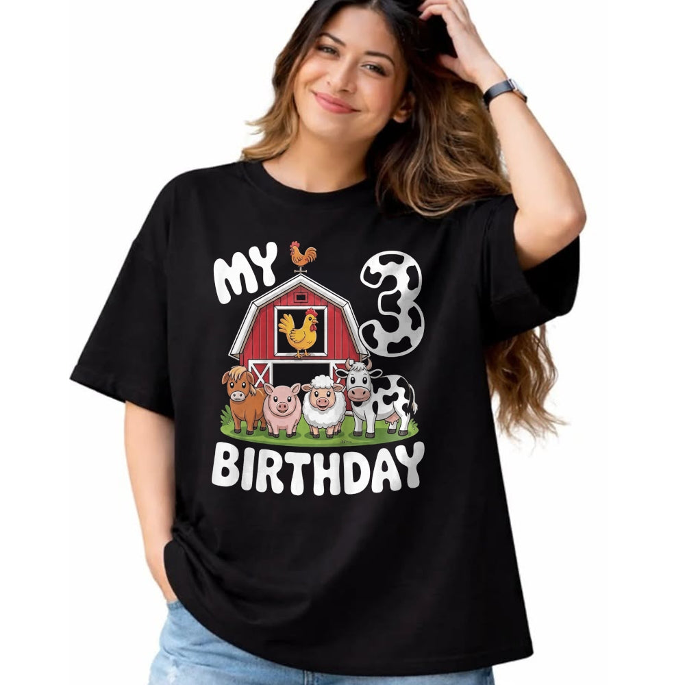 Best Farmer Life Shirt, Funny Farmer UnisexT-Shirt/Hoodie/Sweatshirt HLT00 - Kids Three 3yr 3rd Birthday Farm Animals 3 Year Old Boys Girls T-Shirt
