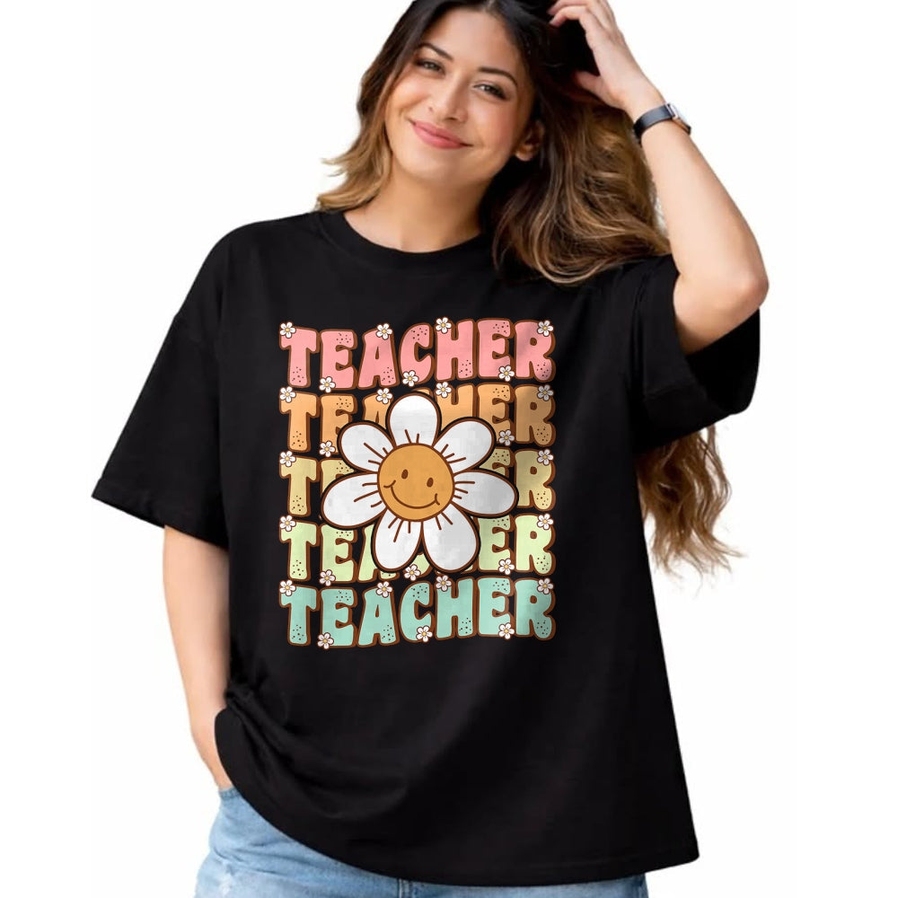 Best Student Shirt, Funny Back To School UnisexT-Shirt/Hoodie/Sweatshirt HLT00 - Groovy Teacher Cute Daisy Flower Retro Back to School T-Shirt