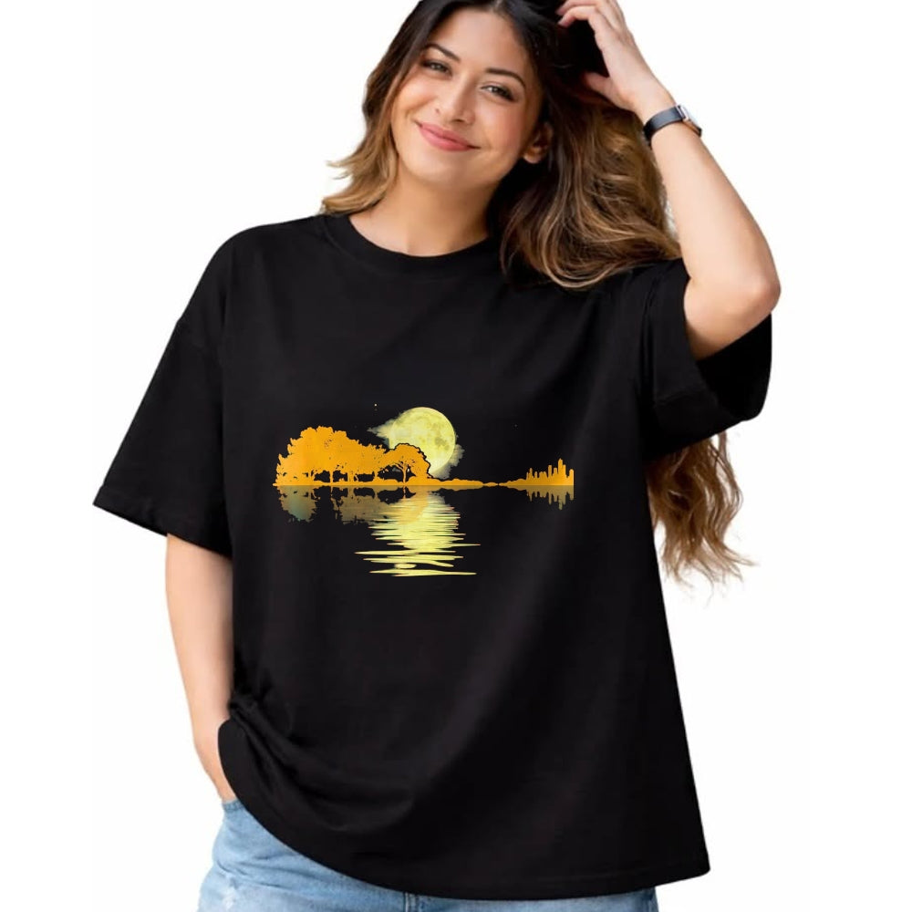 Guitar Lover Shirt, Funny Guitar UnisexT-Shirt/Hoodie/Sweatshirt HLT00 - Guitar Lake Shadow Love Guitar Musician T-Shirt, Men, Black, 3X-Large