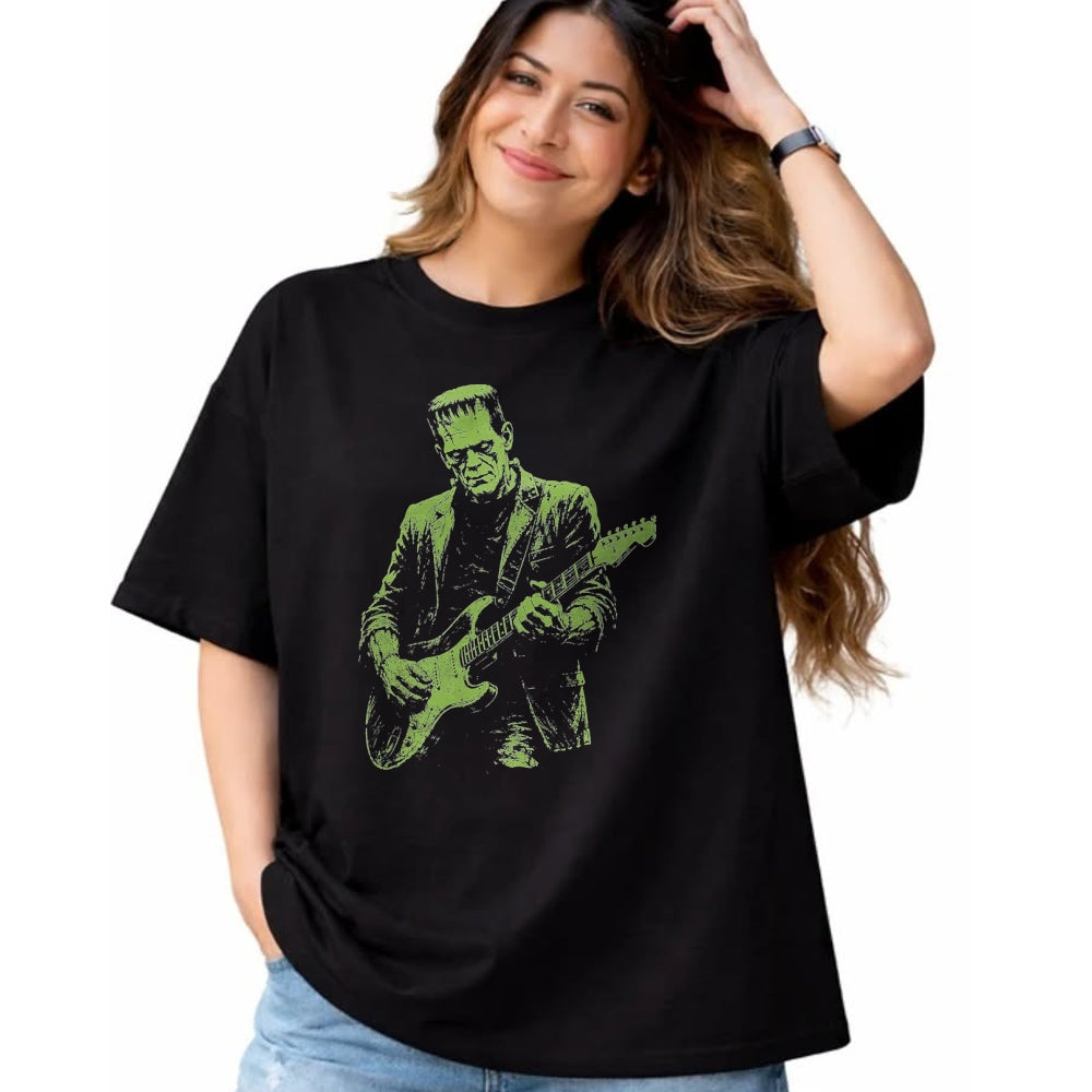 Guitar Lover Shirt, Funny Guitar UnisexT-Shirt/Hoodie/Sweatshirt HLT00 - Frankenstein Playing Guitar T-Shirt, Men, Black, X-Large