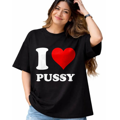 Cat Love Shirt, Funny Cat Lover Gift UnisexT-Shirt/Hoodie/Sweatshirt HLT00 - Red Heart I Love Pussy T-Shirt