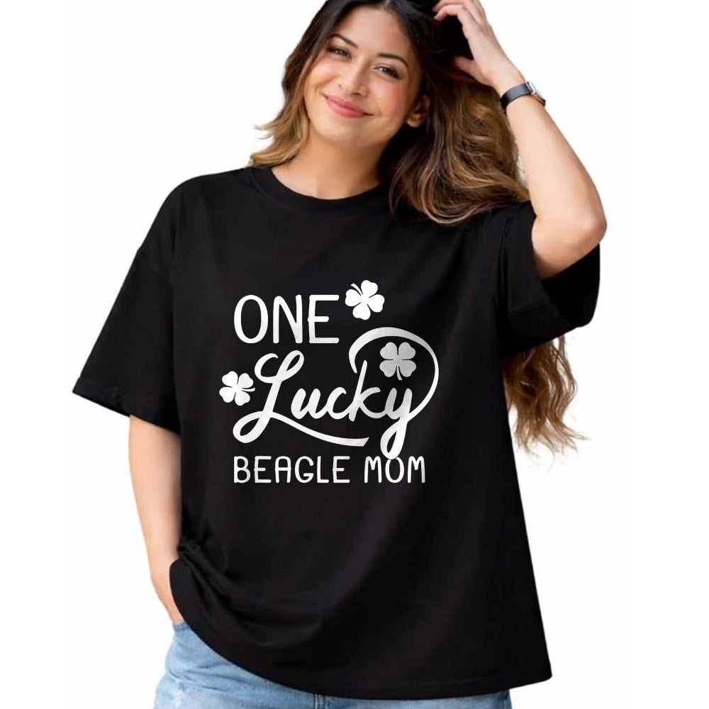 Gift for Mom Shirt, Funny Mom Unisex T-Shirt/Hoodie/Sweatshirt HLT00 - One Lucky Beagle Mom St. Patrick_s Day T-Shirt