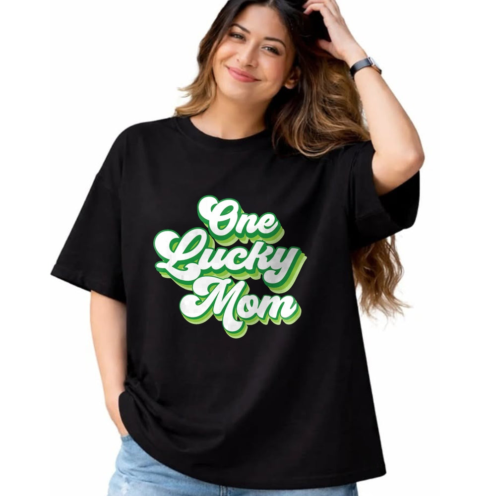 Gift for Mom Shirt, Funny Mom Unisex T-Shirt/Hoodie/Sweatshirt HLT00 - One Lucky Mom Retro Vintage St Patricks Day T-Shirt