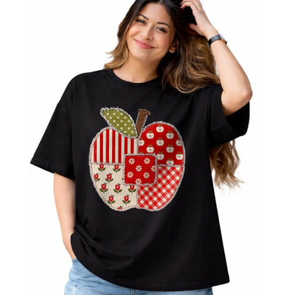 Best Teacher Shirt, Funny Teacher UnisexT-Shirt/Hoodie/Sweatshirt HLT00 - Cute Patchwork Preppy Apples Back to School Teacher Student T-Shirt