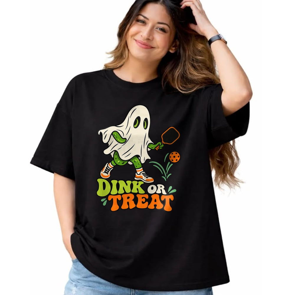 Funny Pickleball Shirt, Pickleball Lover Unisex T-Shirt/Hoodie/Sweatshirt HLT00 - Halloween Pickleball Ghost Men Women Pickleball Halloween T-Shirt