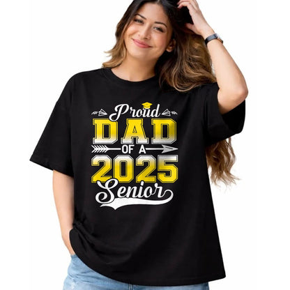 Gift for Dad Shirt, Funny Dad Unisex T-Shirt/Hoodie/Sweatshirt HLT00 – Proud Dad of a 2025 Senior Graduate, Funny Graduation T-Shirt