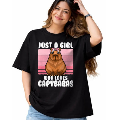 Cute Capybara Shirt, Funny Capybara Unisex T-Shirt/Hoodie/Sweatshirt HLT00 - Just A Girl Who Loves Capybaras Cute Girls Kids T-Shirt