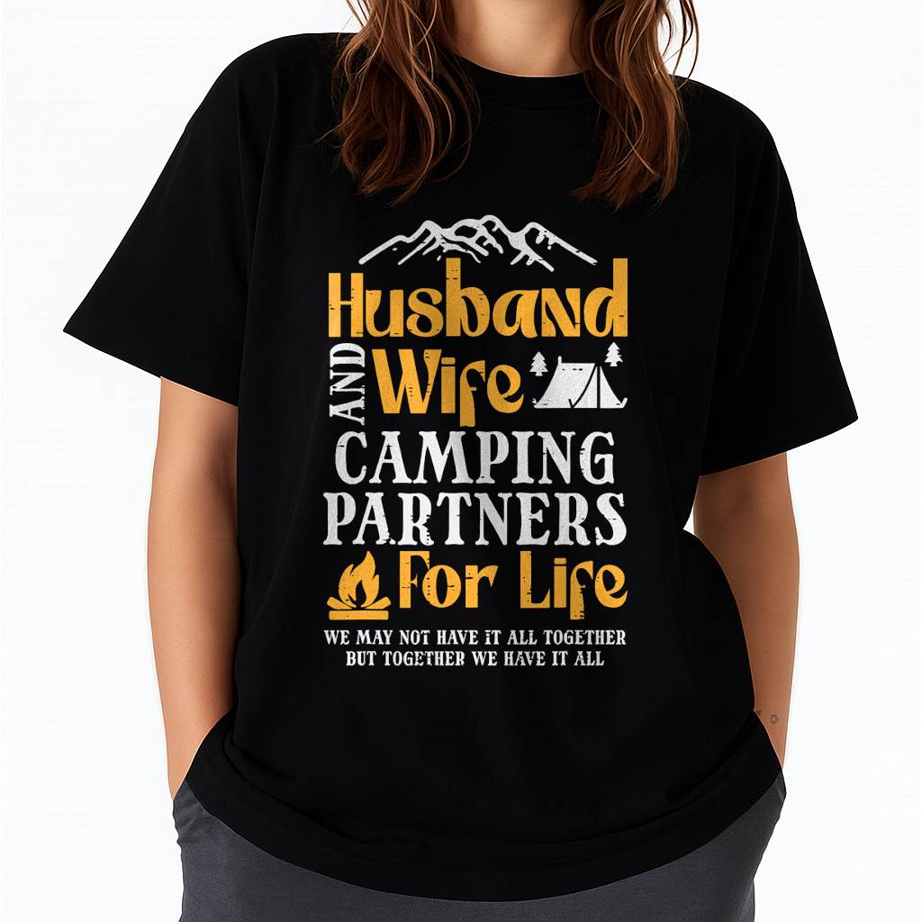 Husband Wife Camping Partners Couple Match Camper - Camping T-Shirt
